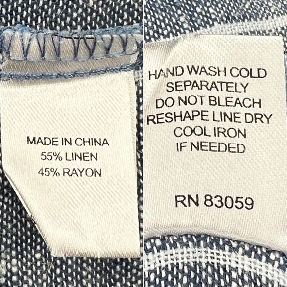 Drew Dress Womens XS Morgan Blue Striped Sleeveless Tie Front Linen Blend Shift - Picture 11 of 12